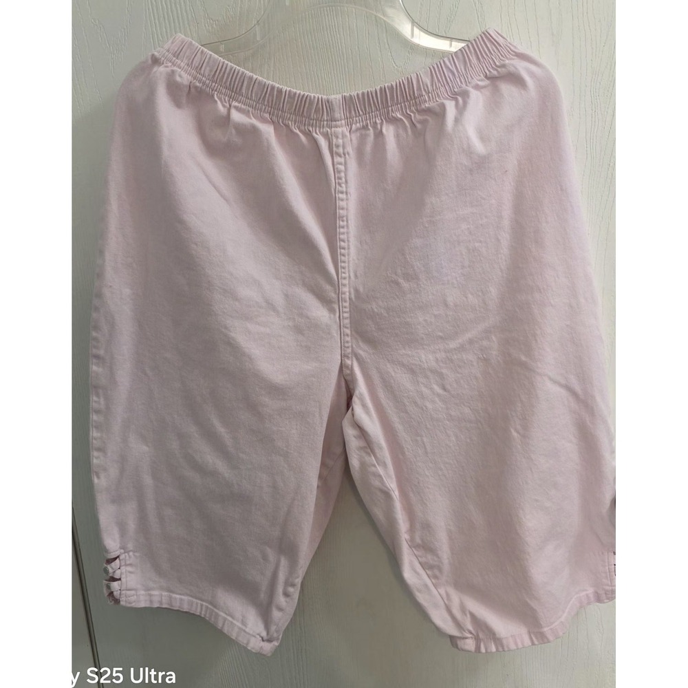 Y2K Vtg Croft & Barrow Womens 1X Capri Cropped Pants Light Pink Vacation